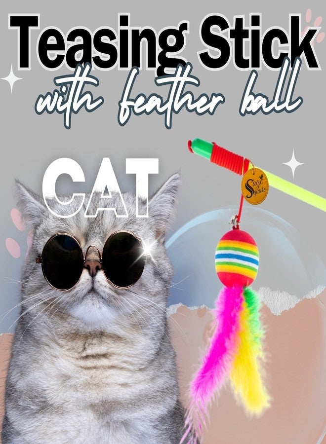 Sage Square Cat, Kitten Teaser Stick - Interactive Cat Toy with Feather, Bell, String for Playtime Fun, Exercise & Engage Your Cat’s Natural Hunting Instincts, Exciting & Safe Teaser Toy (Type 1) - Image 2